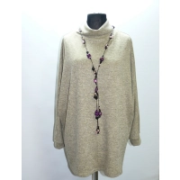 Melanżowy luźny sweter OVERSIZE z golfem - miodowy